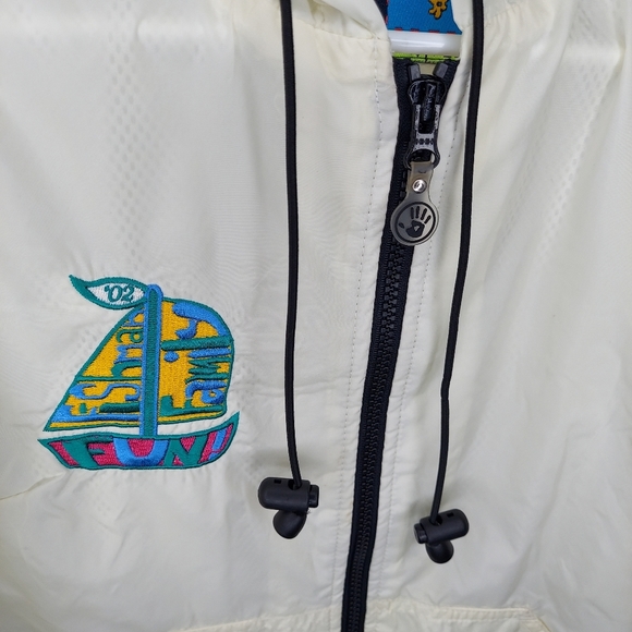 Y2K Vtg Mudd Nylon Jacket Small Hooded Reflective Kangaroo Pocket Mesh Zip 00s - Picture 5 of 11